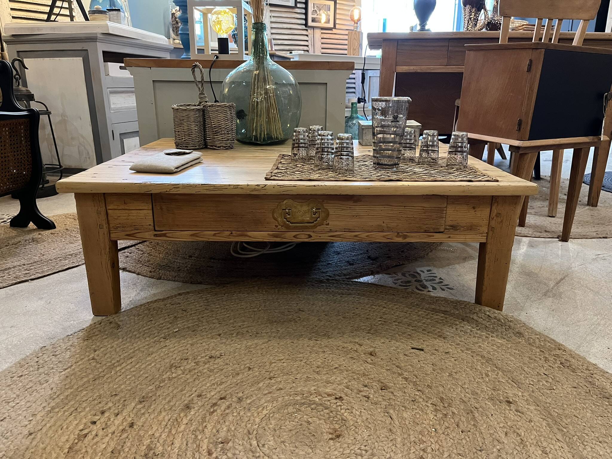 Table basse de ferme bois massif Augusta