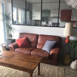 Sofa leather vintage cognac color