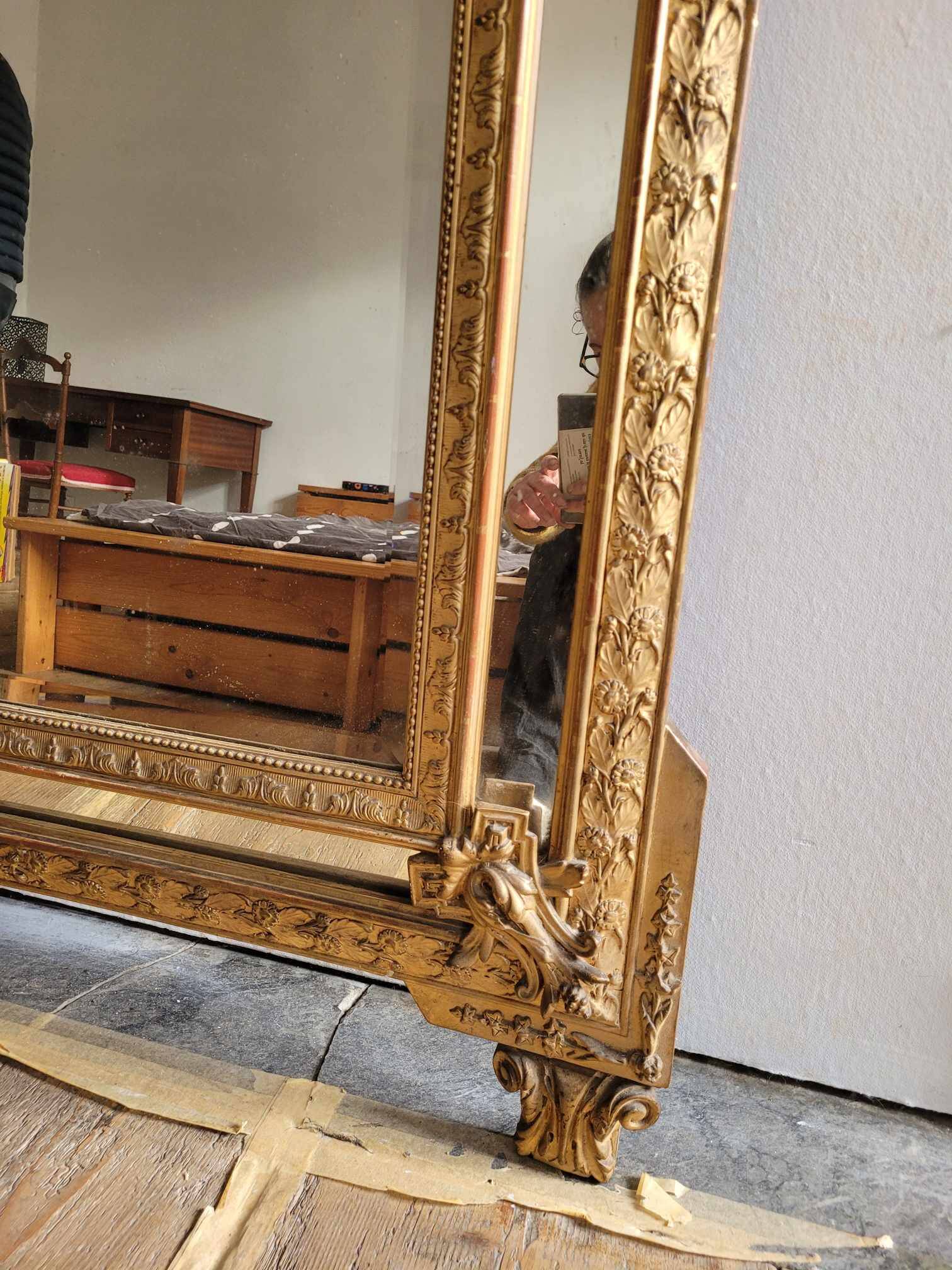 Antique mirror with glazing beads 165m/90cm