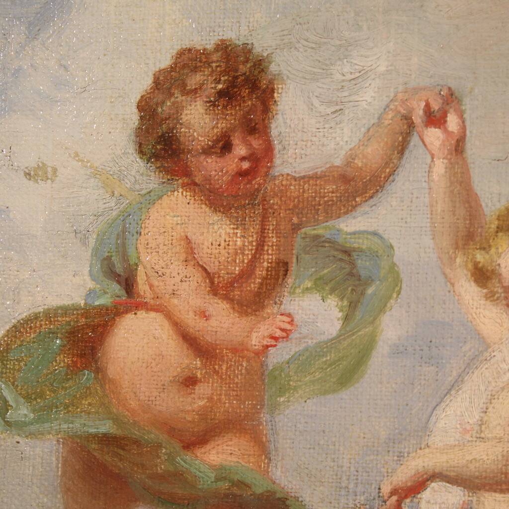 19th century Italian painting of a game of cherubs