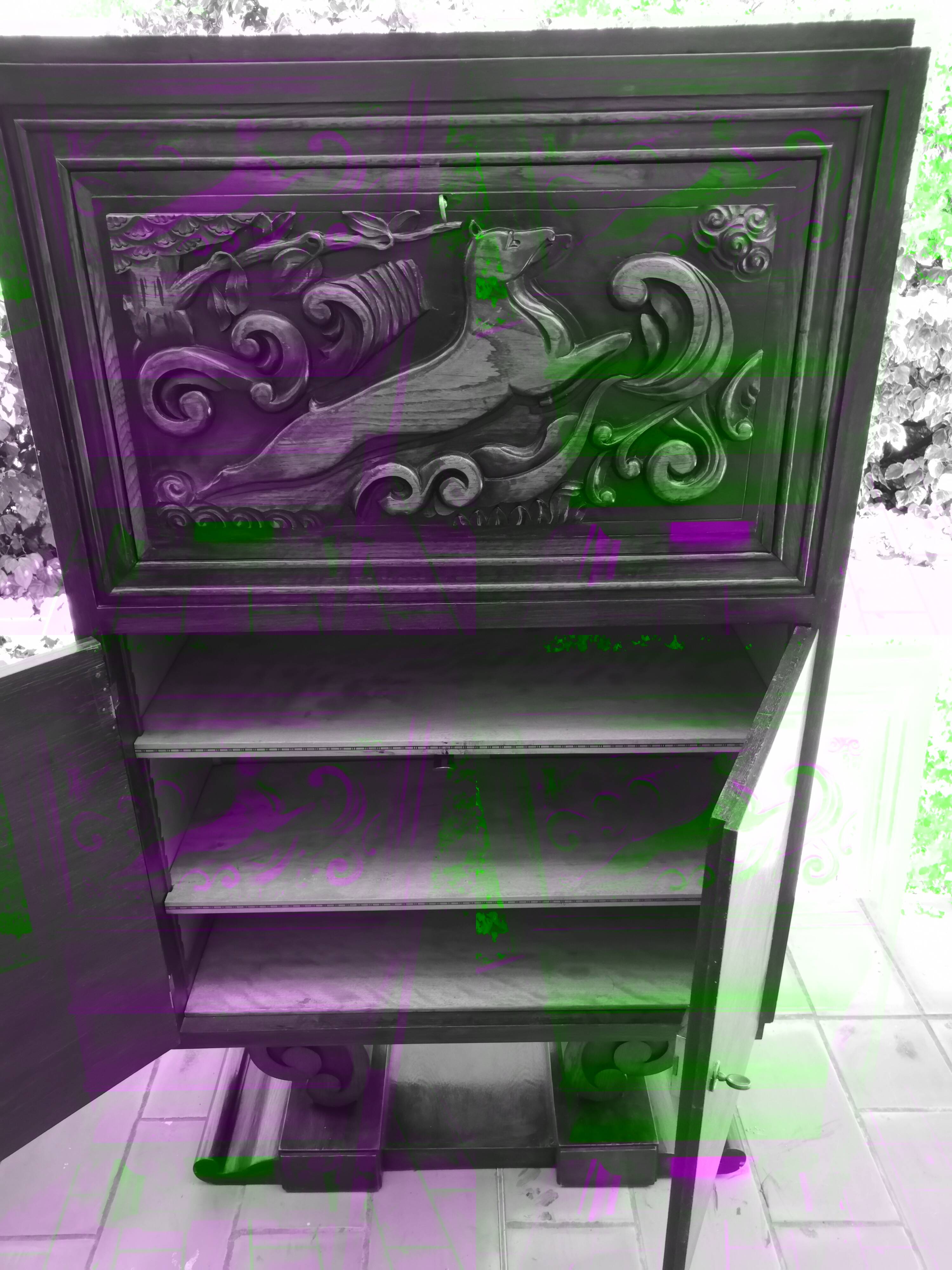 Vintage Art Deco carved bar cabinet