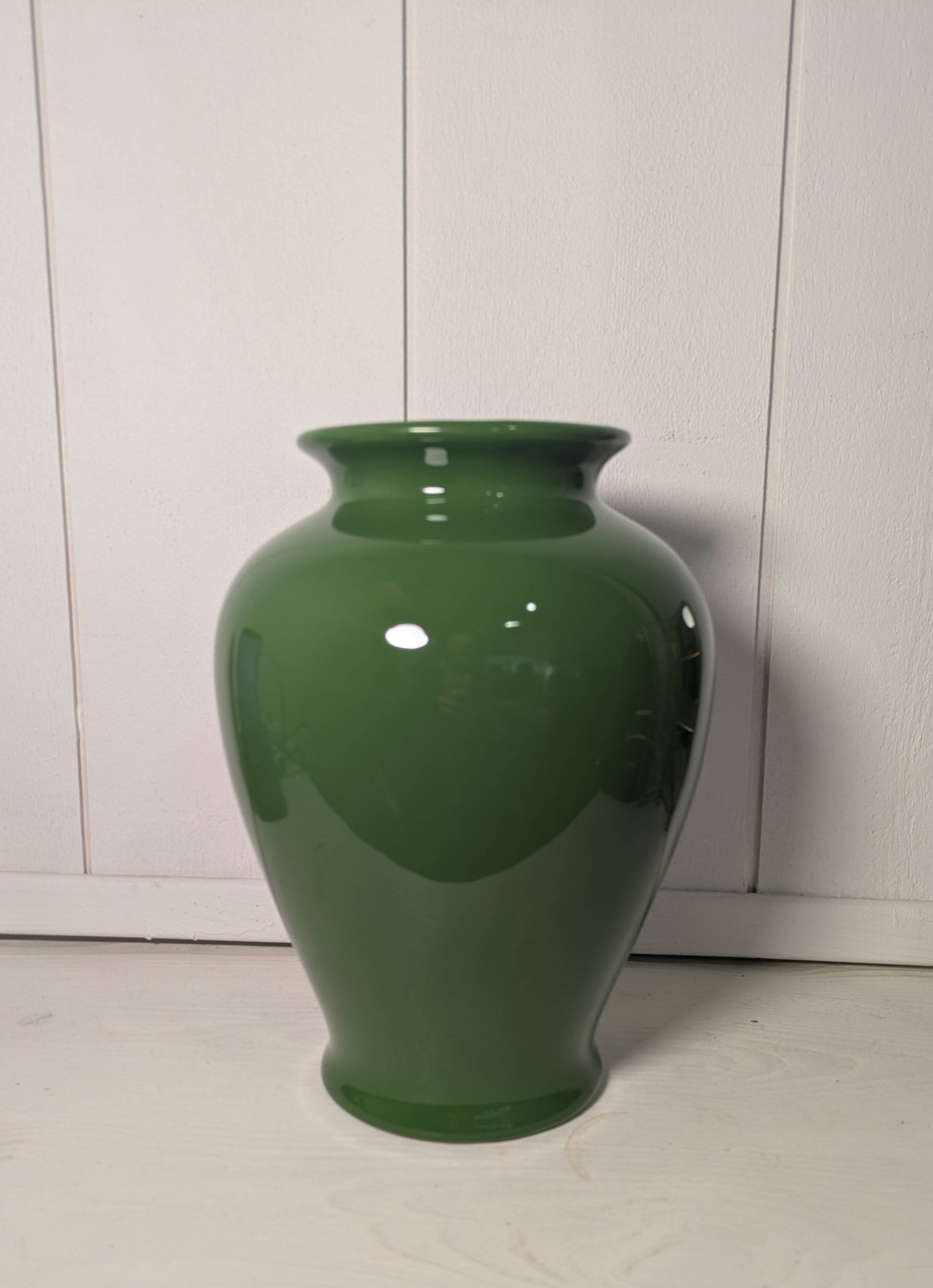 Green ceramic vase