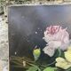 Old still life, old painting of flowers, bouquet of roses.