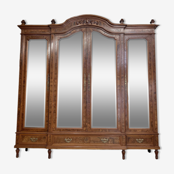 Armoire à Glace Penderie H 2.70m Louis XVI en acajou noyer