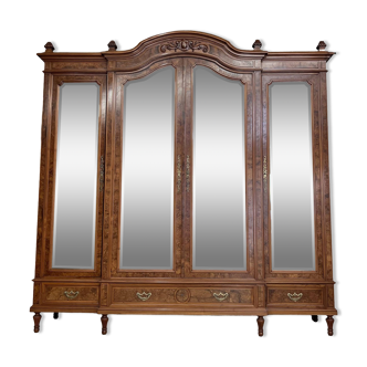 Armoire à Glace Penderie H 2.70m Louis XVI en acajou noyer