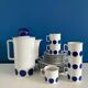 Service à café vintage 1970 bavaria - tasse et soucoupe a café - assiettes a dessert - cafetière pois bleu vintage seventies