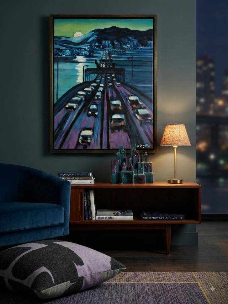 Pont à Seattle- Peinture à l'huile-Jérôme Dreyfus-1992