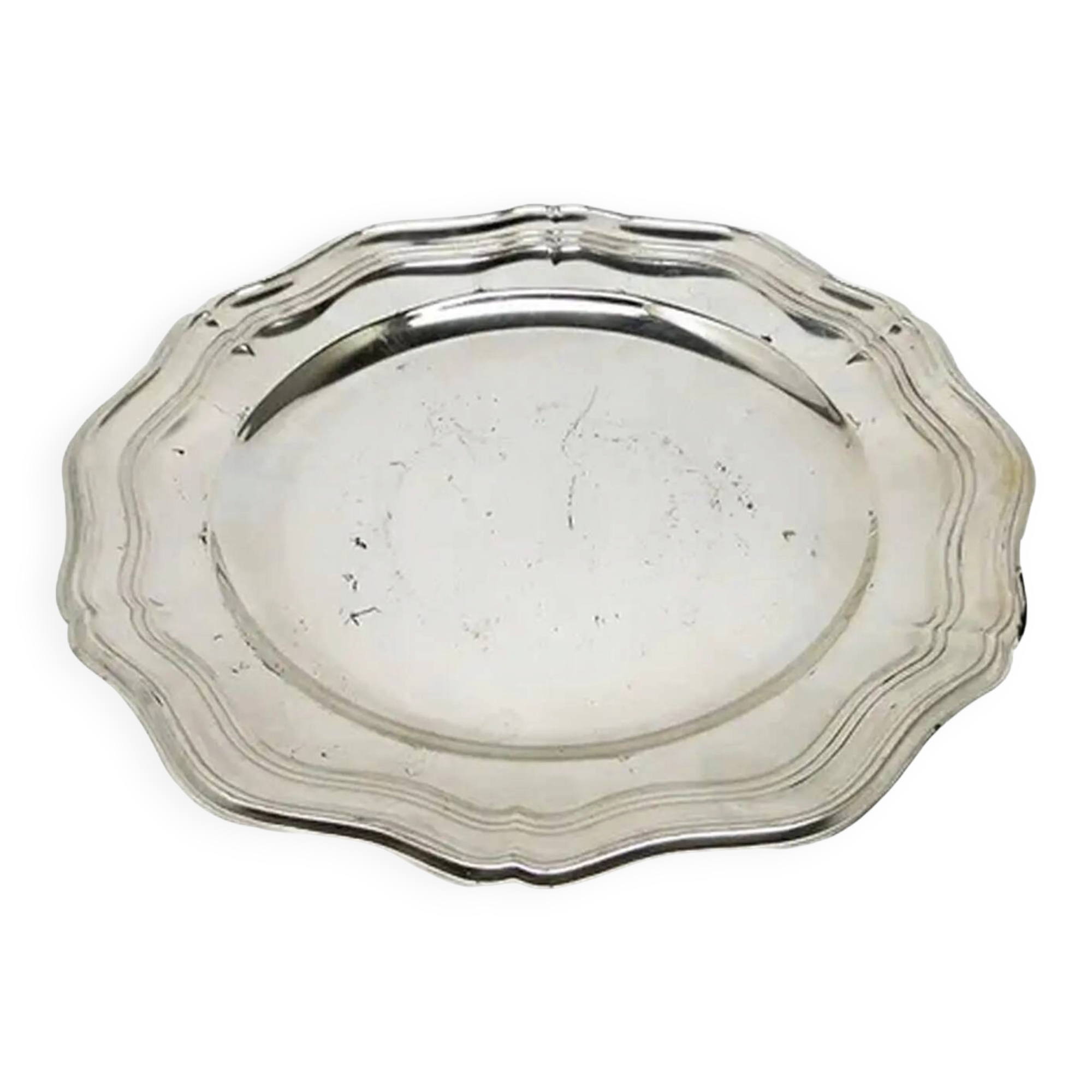 Plate, Art Deco, silver-plated brass, Sweden, 1950s