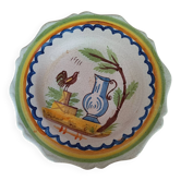 Assiette ancienne en faïence – décor peint main – pièce de collection