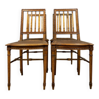 Set of 4 Louis XVI style chairs in carved wood
