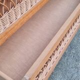 Vintage chest of drawers with compass and rattan foot