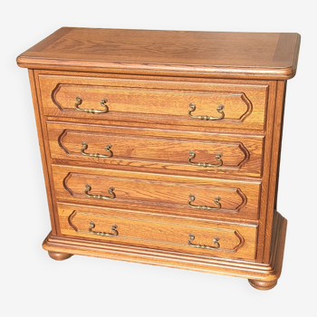 Commode de chambre en chêne massif, 4 grands tiroirs, Made in France