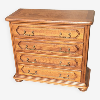 Solid oak bedroom chest of drawers, 4 large drawers, Made in France