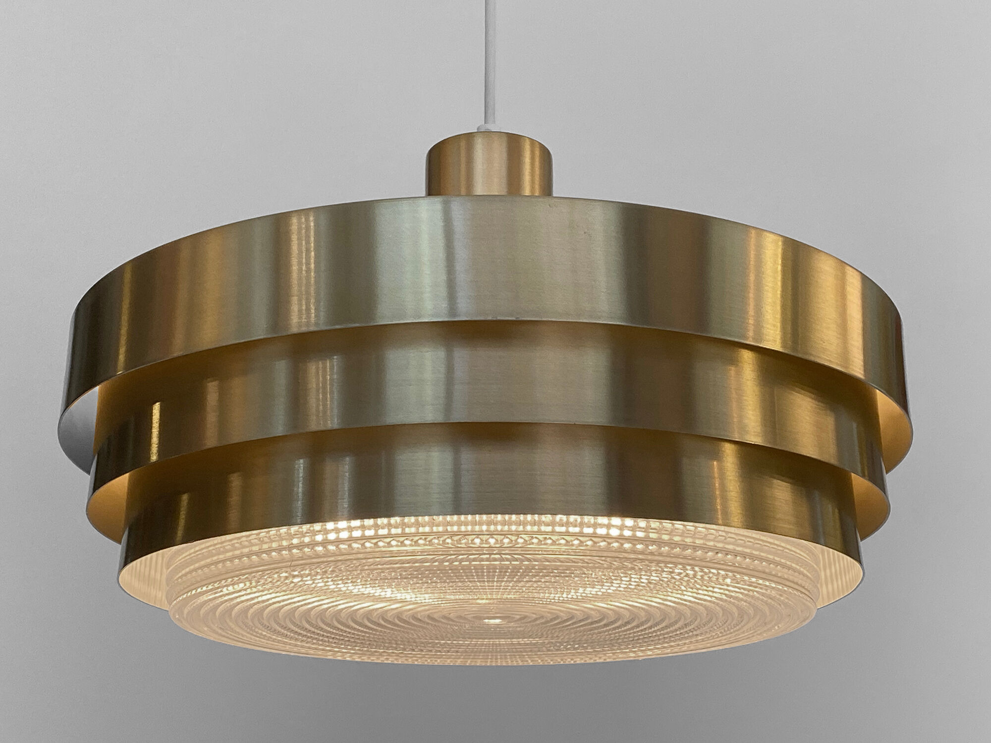 Aluminum and glass pendant light by Vitrika. Denmark 1970s