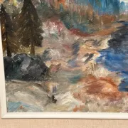Original Swedish Oil on Canvas – “Landscape with River and Forest” by Kaj – Signed – Vintage & Framed – 60 × 52 cm (23.6" × 20.5")