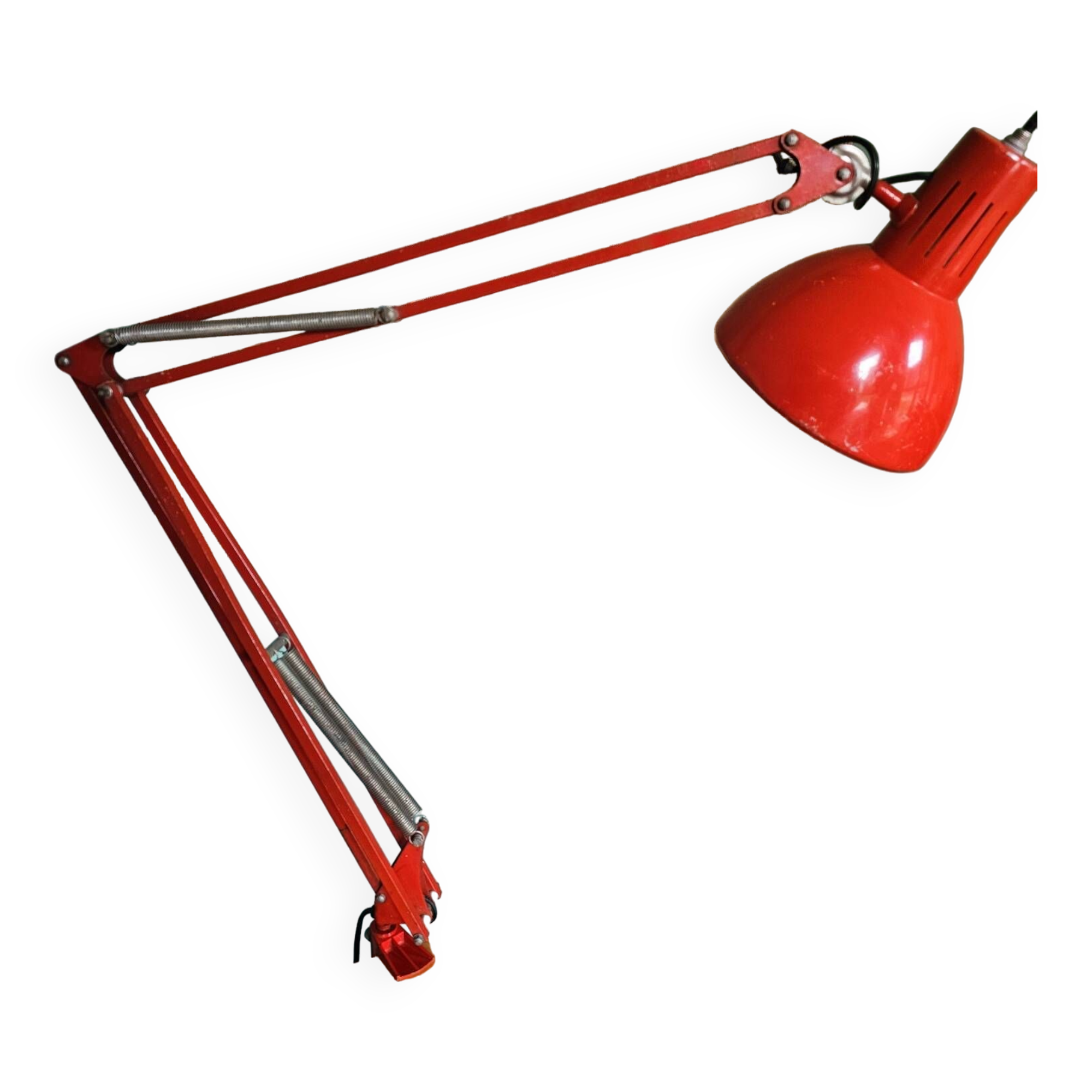 Red articulated workshop lamp