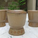 8 verres mazagrans en grès vintage 1970