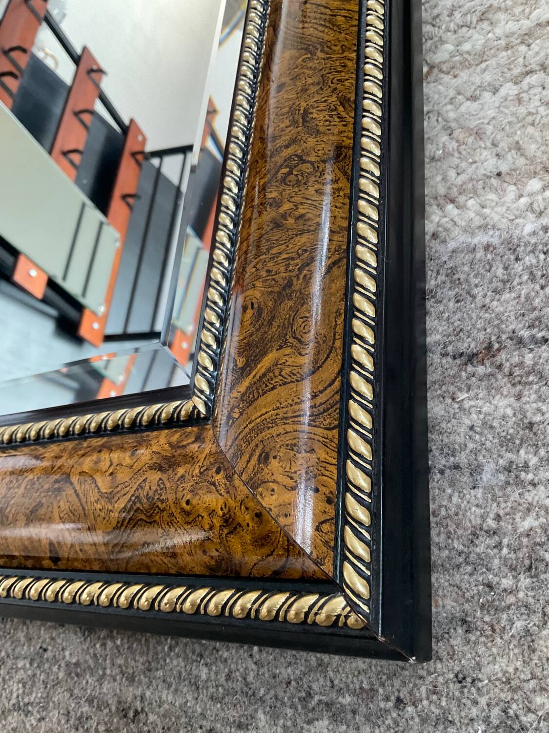 Large vintage Italian wooden mirror