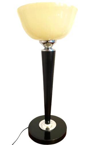 Art Deco lamp "Mazda" wood and glass