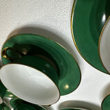 Service 14 cup and saucer in Art Deco Emerald Green and Gold.