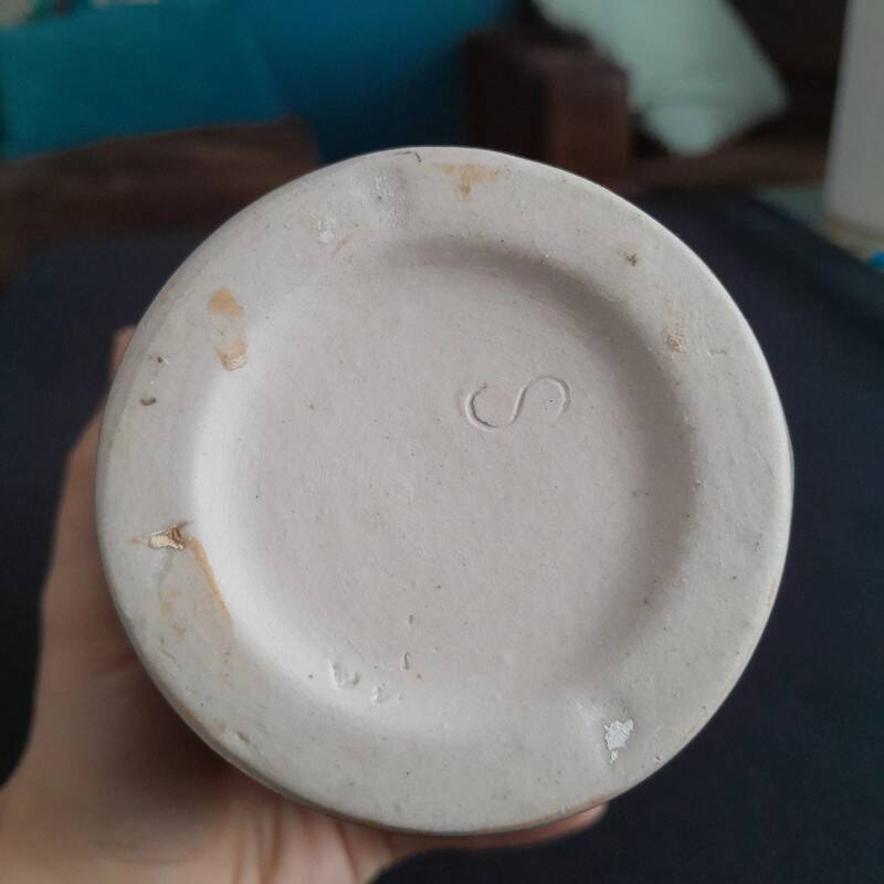 Enamelled stoneware carafe/vase