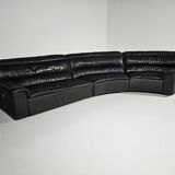'Bogo' leather canapé in black, Carlo Bartoli for Rossi di Albizzate, 1970s.