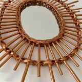 Vintage rattan sun mirror 26x61cm