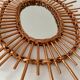 Miroir soleil rotin vintage 26x61cm