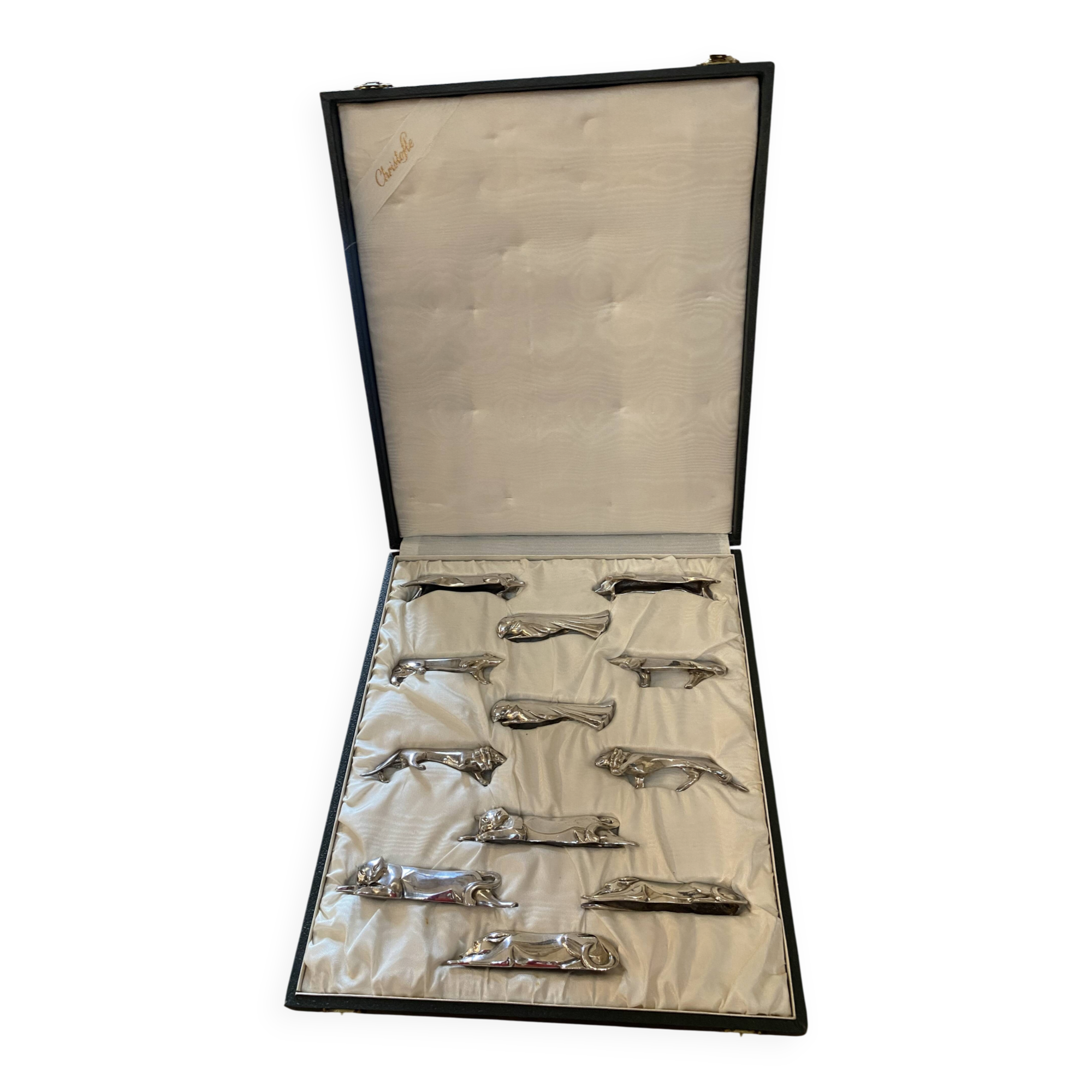 set of 12 animal-shaped knife rests in Art Deco style by Christofle