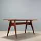 Vintage table in exotic wood and glass, Italian design, 1950s-1960s.