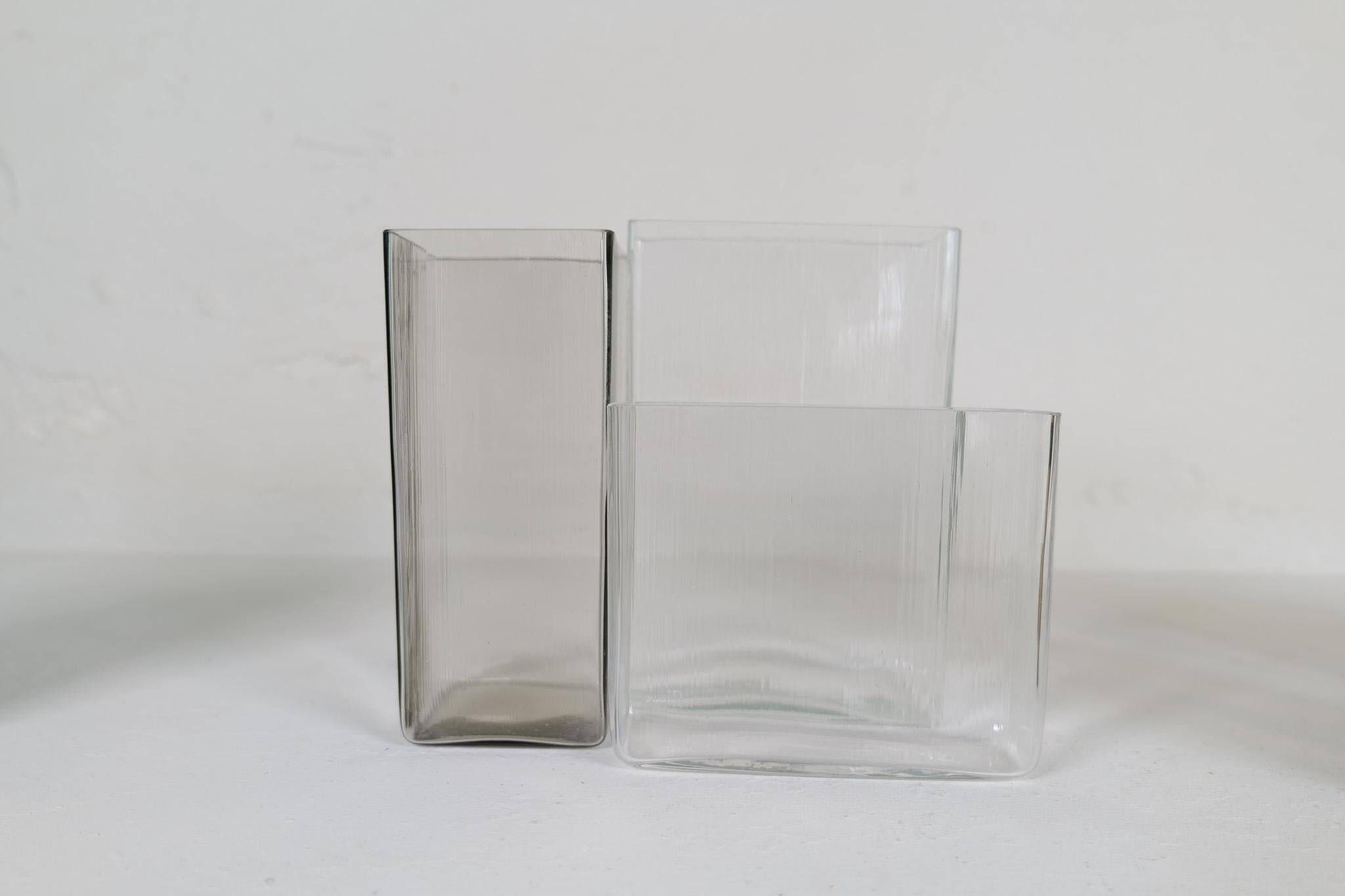 Midcentury Modern collection of ten "Ice" vases by Gullaskruf, Sweden, 1960s.