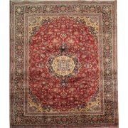 Tapis persan traditionnel fait à la main d’Ispahan en laine rouge vintage - 295x411cm