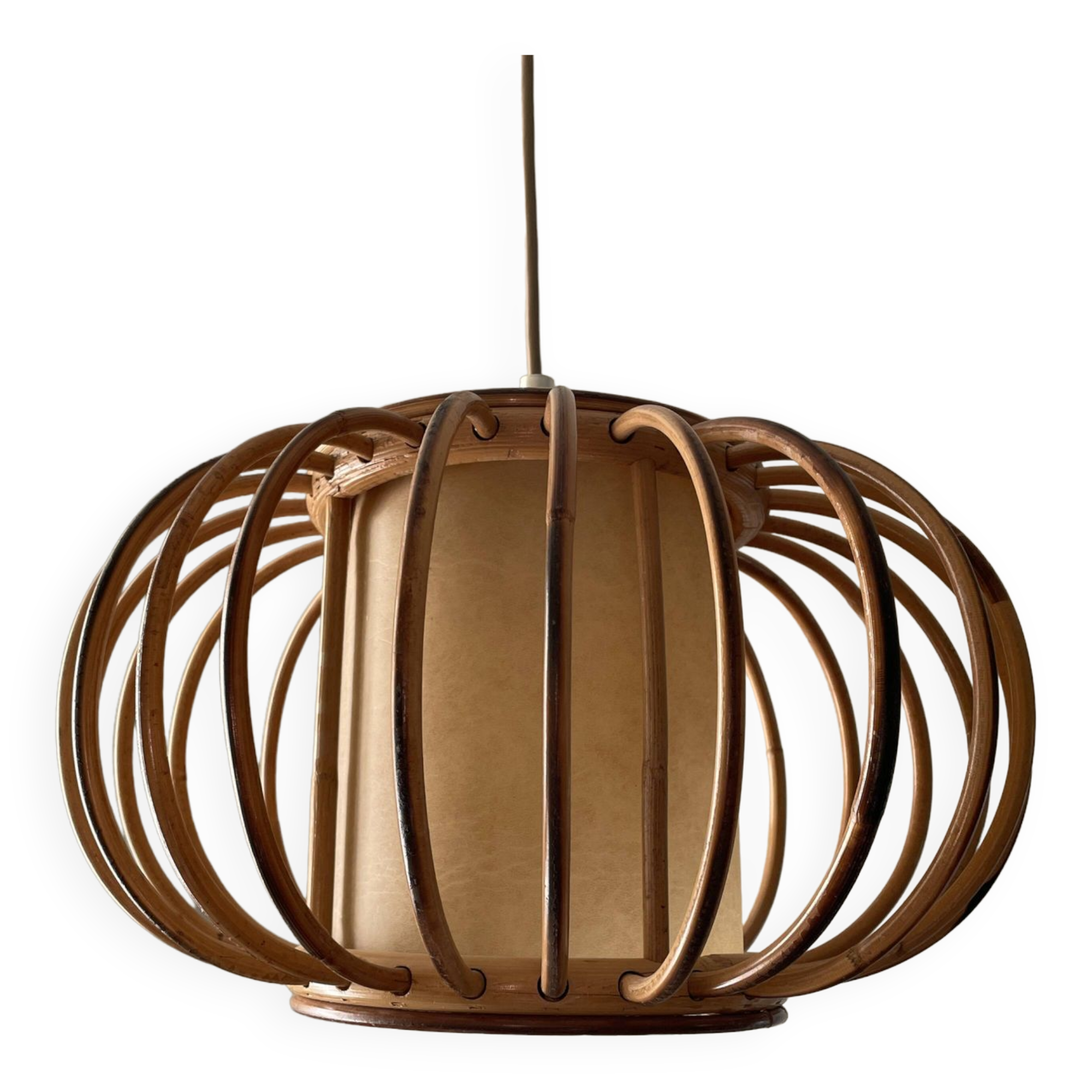 Curved wood pendant lamp 1960