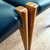 Set of 4 wooden and black leatherette chairs