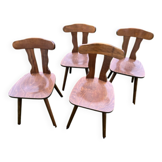 Ensemble de 4 chaises bistrot style brutaliste des années 60'