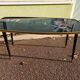 Table basse pieds compas formica verre paysage moulin breton - vintage 1960