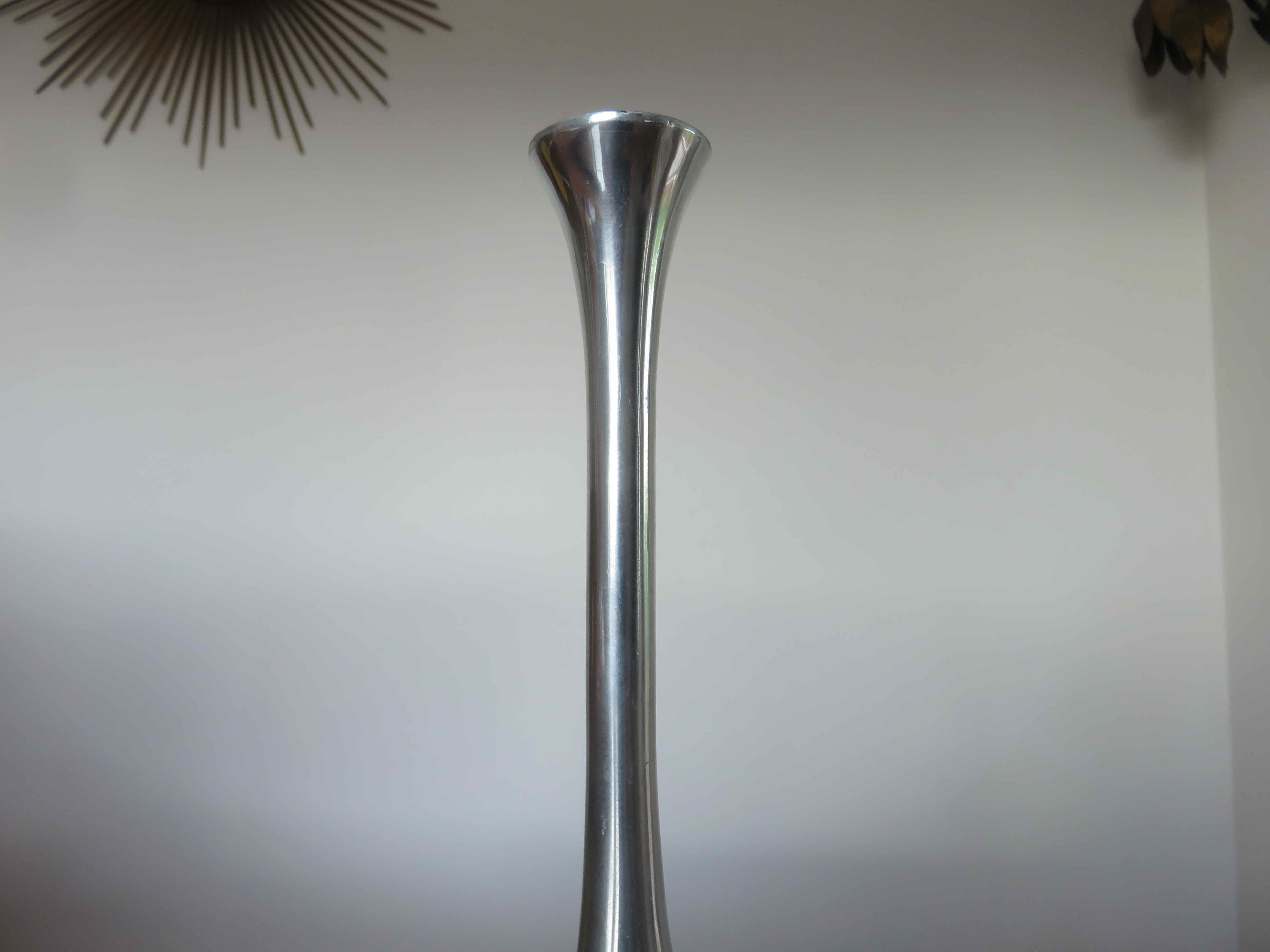 Scandinavian modernist aluminum candle holder in the 70s