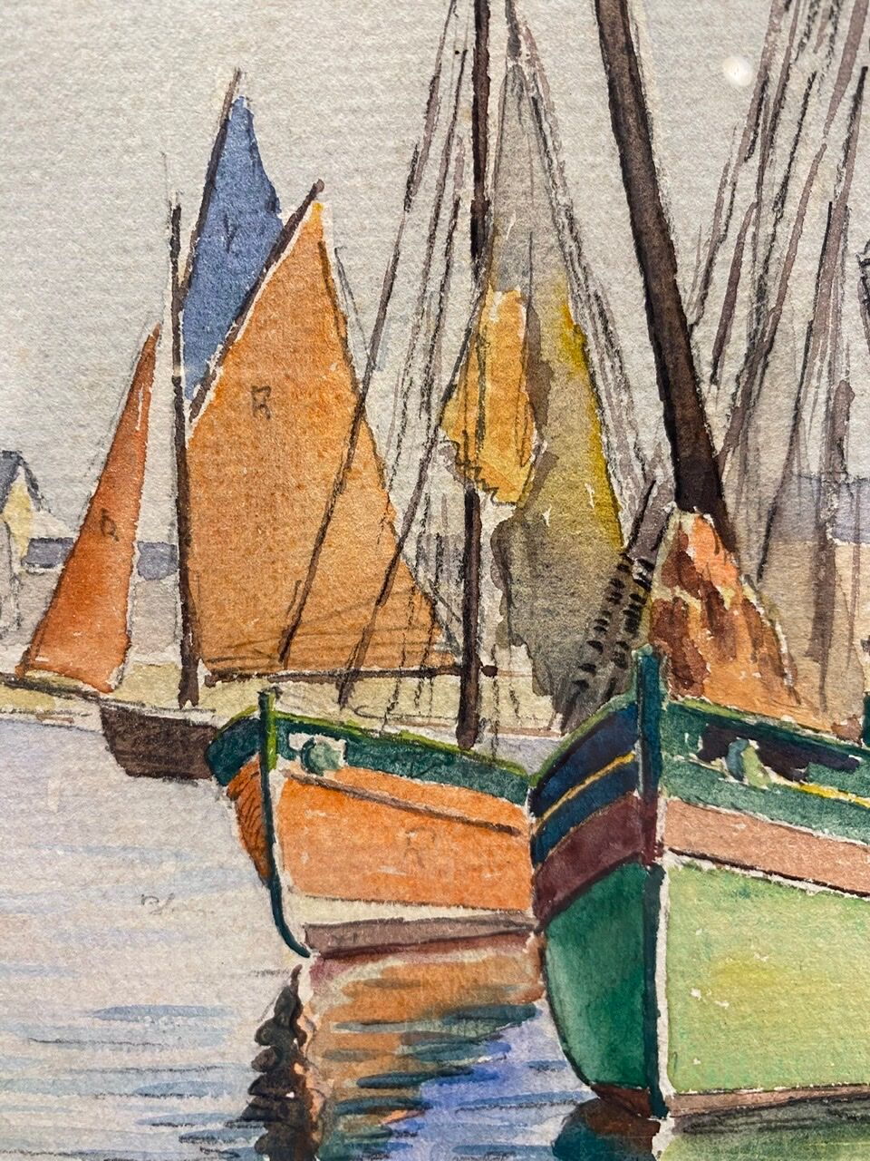 Old painting, Marine, signed and dated 1933