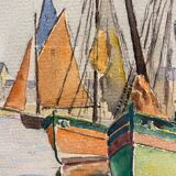Old painting, Marine, signed and dated 1933