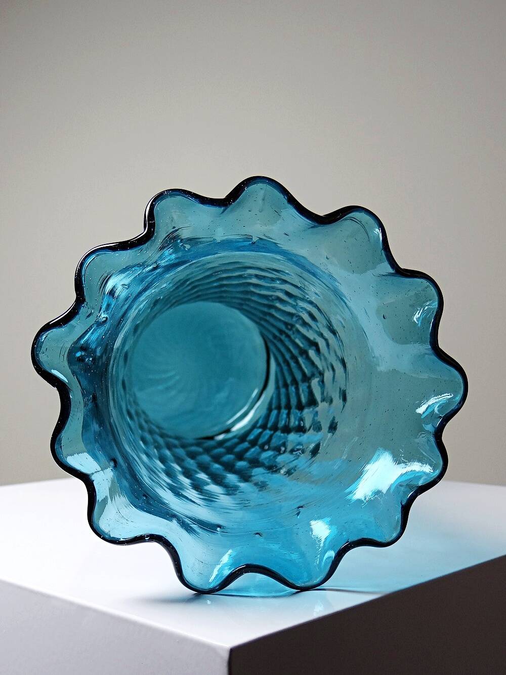 Antique turquoise art nouveau blown glass vase