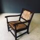 Low Arts & Crafts Oak & Rush Armchair, Belgium 1920s