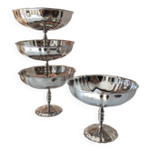 4 tall and wide vintage sorbet cups in stainless steel chrome
