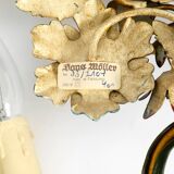 A pair of beautiful 1960s hand-painted and gilded metal wall lamps by Hans