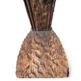 Brutalist primitive hall chair / hand-carved from solid wood and detailed with beautiful gouge woodwork