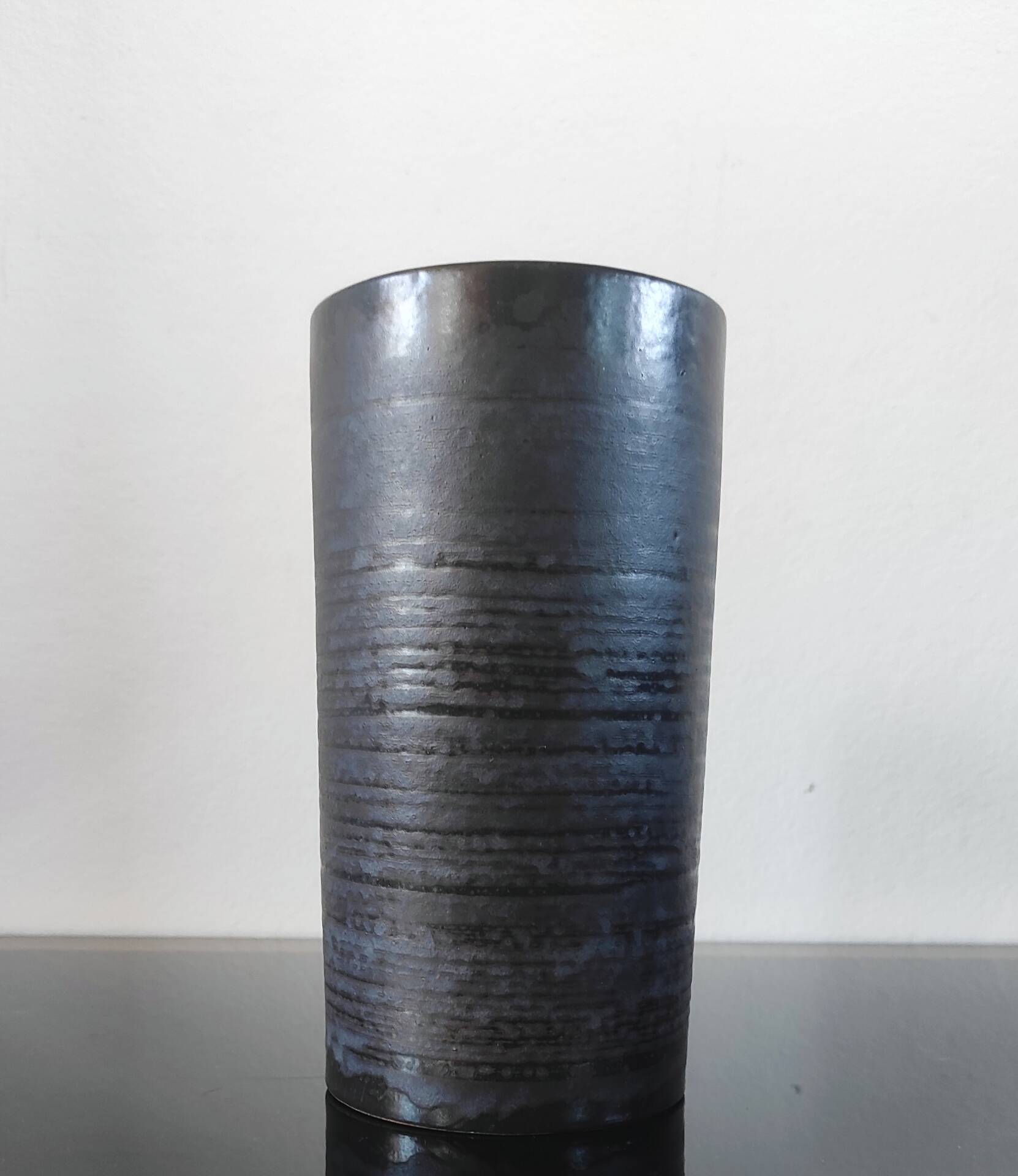 Vintage ceramic cylindrical vase