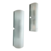 Pair of vintage frosted glass wall lights from the 70s and 80s