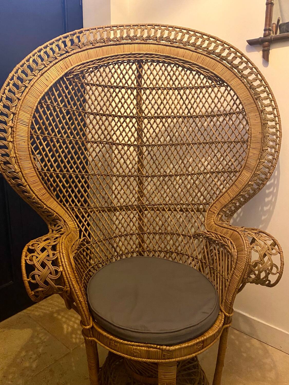 Emmanuel armchair in woven bamboo rattan
