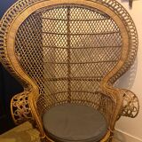 Emmanuel armchair in woven bamboo rattan