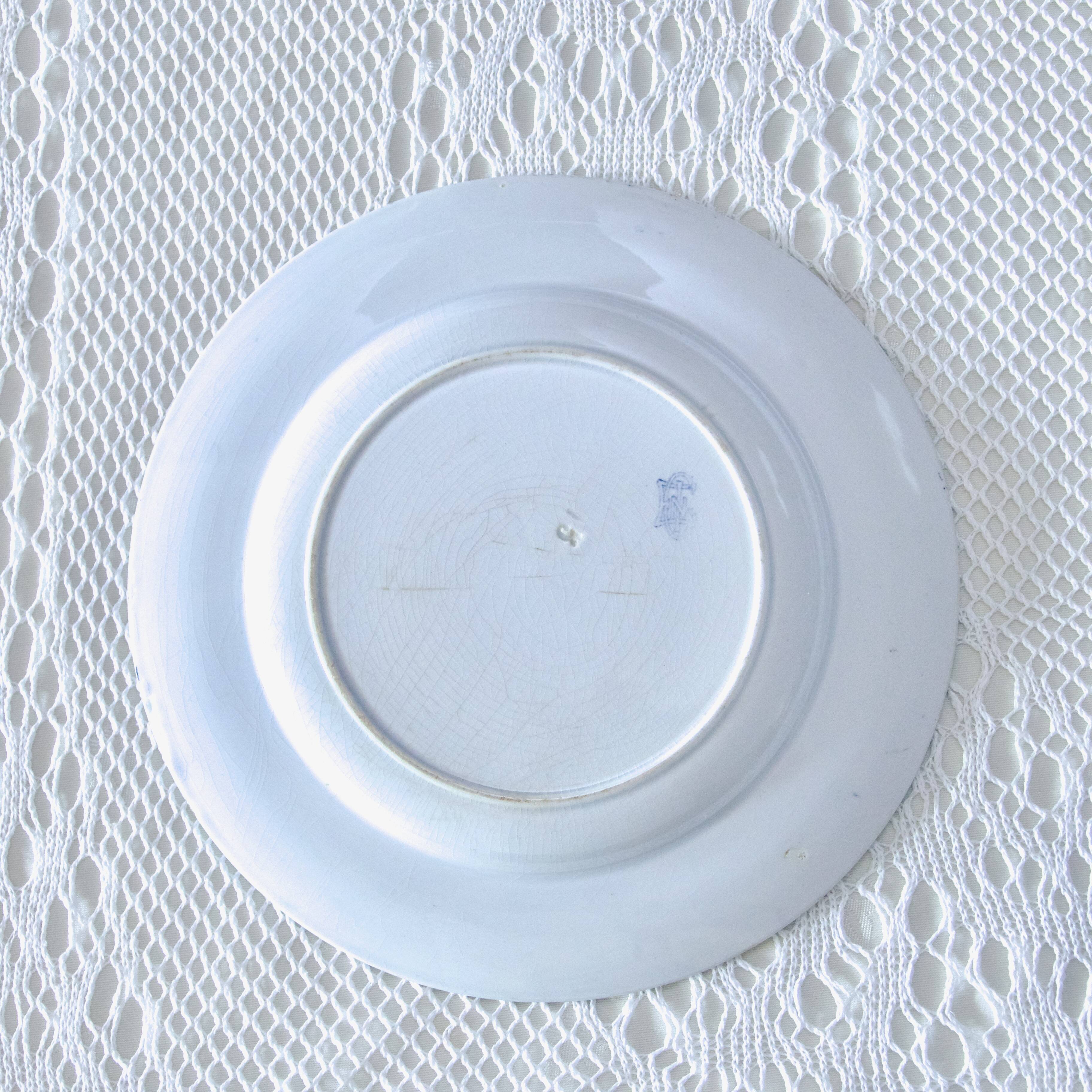 19th century plates Gien iron earth collection with Japanese birds