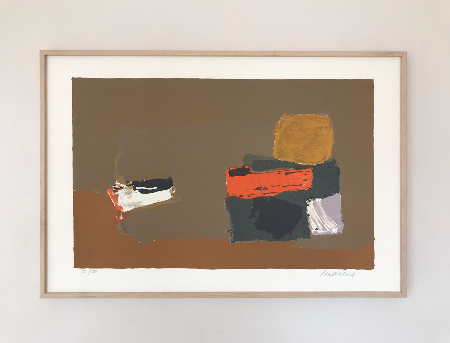 Original lithograph signed and framed by Henri MAUDUIT, 1917-2006.